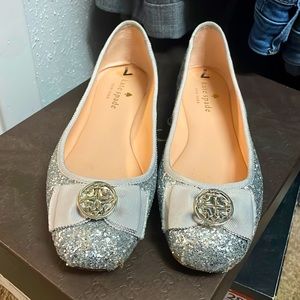 Silver glitter Kate Spade flats gently worn.